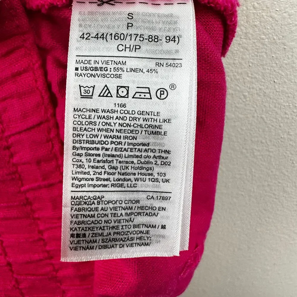 GAP Pull On Utility Shorts Linen Blend Royal Fuchsia Small Coastal Beach Resort